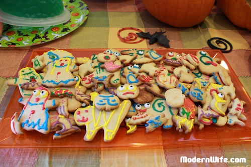 Halloween Party Food Butter Cookies in Halloween Cookie Shapes and Icing